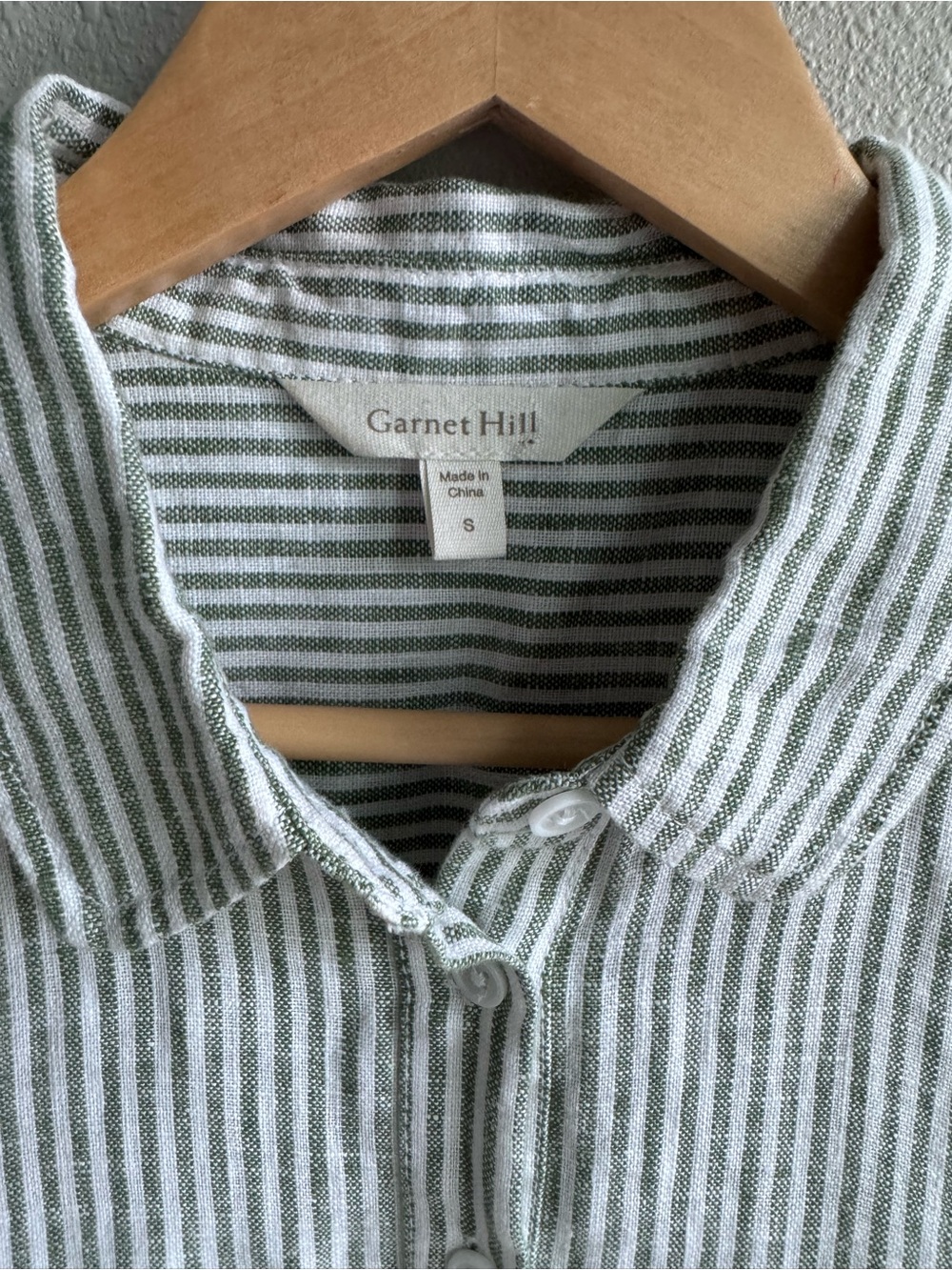 Garnet Hill Green and White Striped Popover Shirtdress size Small - Picture 4 of 12
